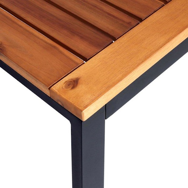 Havemøbelgruppe med udendørs sofa, bord, aluminiumsramme og akacietræ, mørkegrå puder 04_0008313 kastanj