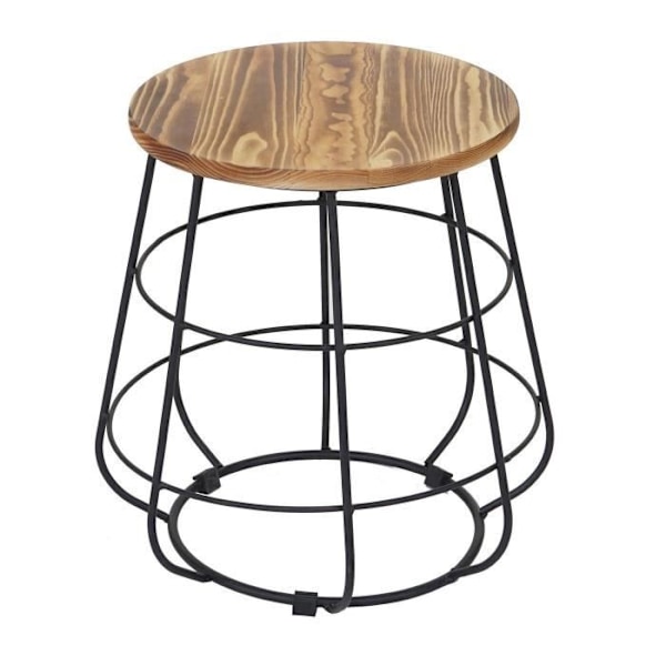 Kantebord natbord træ taburet industrielt design Ø35cm MDJ04119