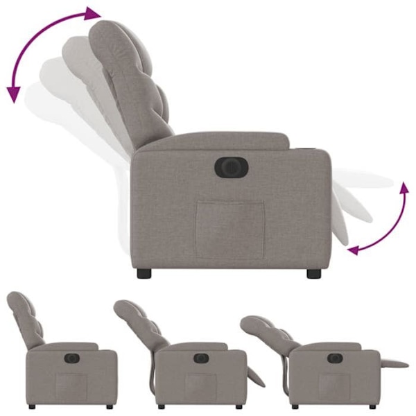 Recliner TV med elektrisk lutningsfunktion mycket bekväm i taupe tyg DEC028570 Guld