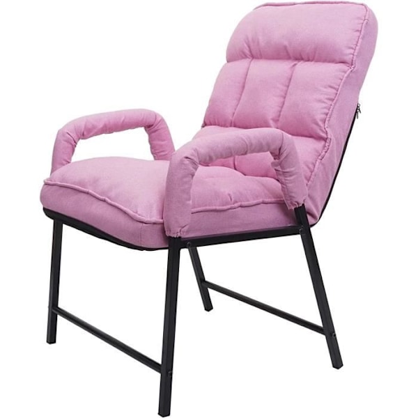 Loungefåtölj med vadderad ryggstöd, 160 kg, justerbar i metall och tyg/te i rosa mönster