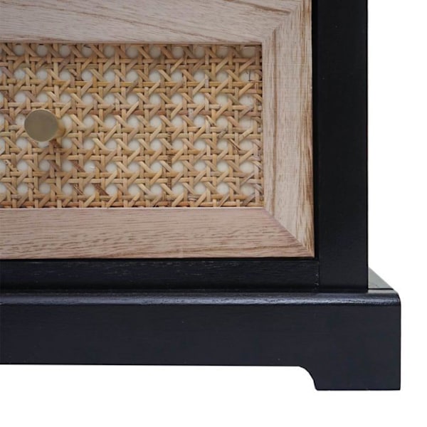 Kommodesk med opbevaringsplads og 3 skuffer i sort træ og rattan 63x40x28 cm 04_0006510 kastanj