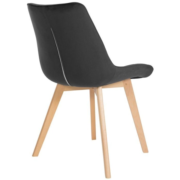 Stole til spisestue x1 skandinavisk design med firkantede syninger i sort velour, ben i lys træ 10_0002190 kastanj
