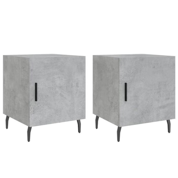Sæt med 2 natborde med skab med dør 40 x 40 x 50 cm grå ingeniørtræ DEC035392 kastanj
