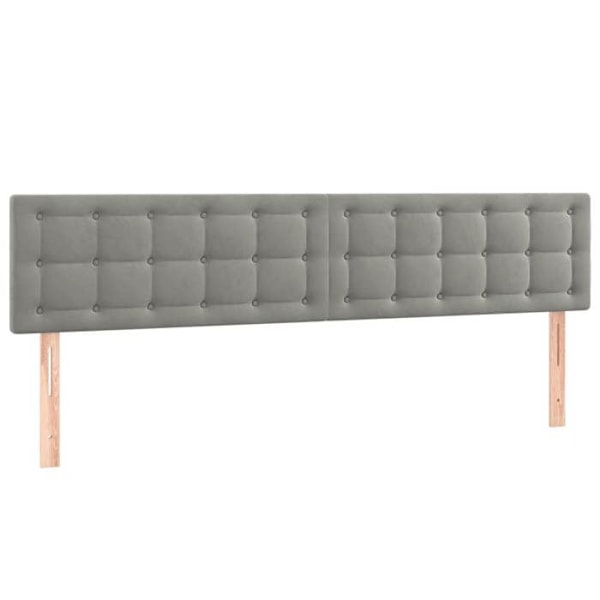 Hovedgærde til seng, soveværelse, polstret møbel, 2 dele, 100 x 5 x 78/88, stof, lys grå velour