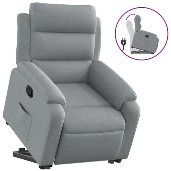 Fauteuil relax TV med komfortabel polstring og elektrisk løftefunktion i lys grå stof DEC027902 Grå