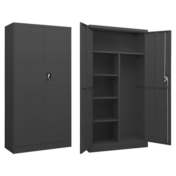 Työhuoneen kaluste, varastokaappi 4 hyllyllä 90 x 40 x 180 cm anthracite-teräksestä DEC024486 Flerfärgad