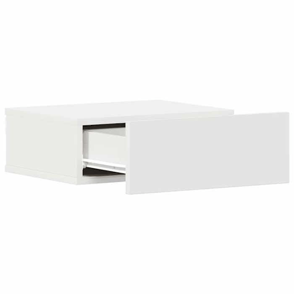 Mängd av 2 väggmonterade nattduksbord 40 x 30 x 15 cm med låda i vitt ingenjörsträ DEC035989 Vit