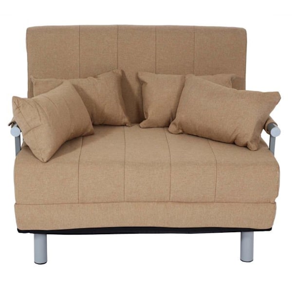 Soffa med sängfunktion, bäddsoffa, extrasäng, avslappning, sängyta 97x186 cm, cremefärgad tyg 04_0006259 Grädde