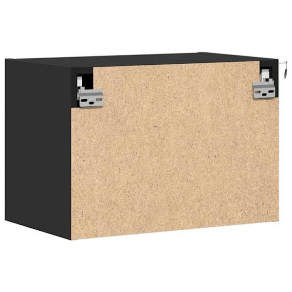 Sæt af 2 vægmonterede natborde 50 x 31 x 35 cm med LED-lys i sort ingeniørtræ DEC036165 kastanj