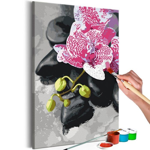 Målarbok att måla själv med motiv av rosa orkidé 40 x 60.