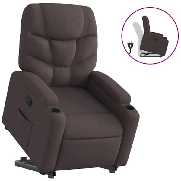 Fauteuil relax TV med komfortabel polstring og elektrisk løftefunktion i mørkebrunt stof DEC028011 kastanj