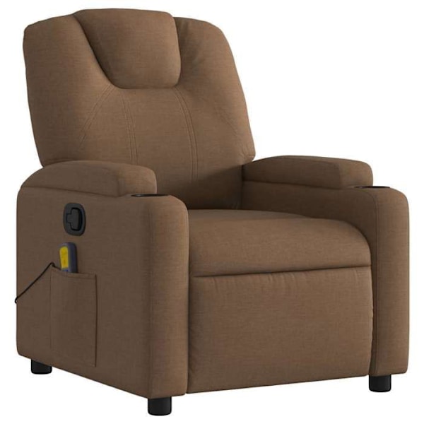 TV-loungefåtölj med massagefunktion, lutbar, 6 massagepunkter, brun tyg DEC027019 kastanj