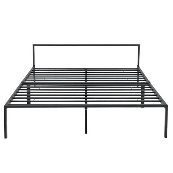 Sengestel i metal med metal latten dobbeltseng 140 ved 200 mat sort