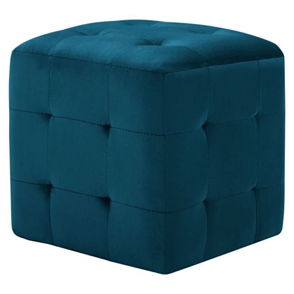 Sæt med 2 taburetter puffere fodskamler 30 x 30 x 30 cm i blå velour DEC032755 Blå