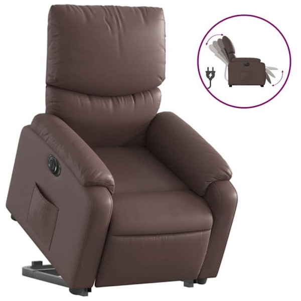 Fauteuil relax TV med elektrisk løftefunktion, meget komfortabel i brunt PVC DEC028426 kastanj