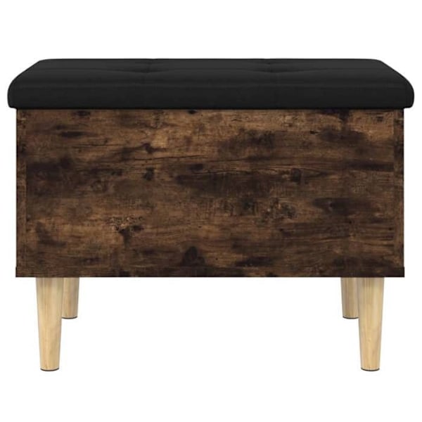Bænk med opbevaring og sort siddepolster 62 x 42 x 46 cm i ingeniørtræ i farve røget eg DEC024723 kastanj