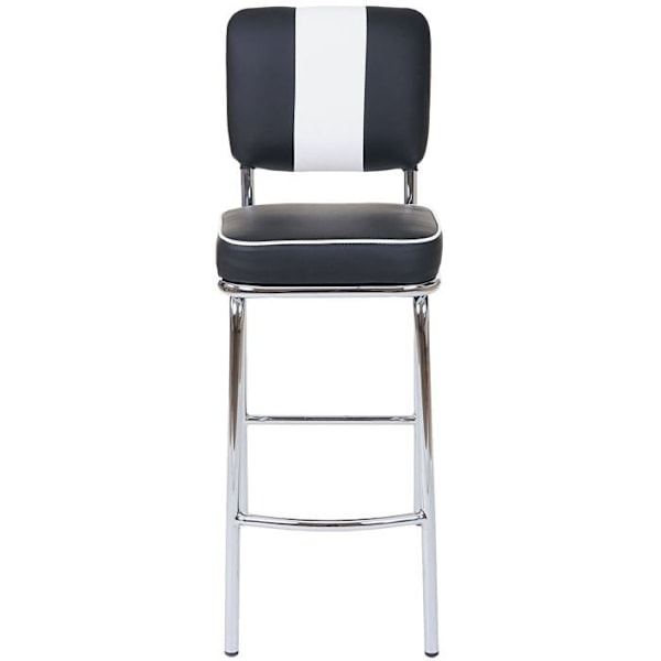 Sæt med 2 barstole i sort og hvid syntetik og metal i retrodesign Svartvitt