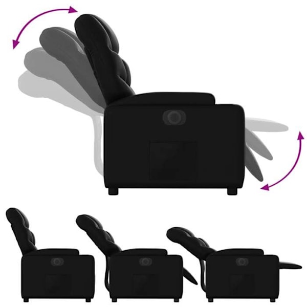 Fauteuil relax TV med elektrisk tilbagelægningsfunktion, meget komfortabel i sort PVC DEC028466 Svart