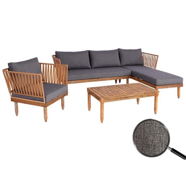 Havemøbler sofa, stol og bord i akacietræ, stål og mørkegrå puder 04_0008317 kastanj