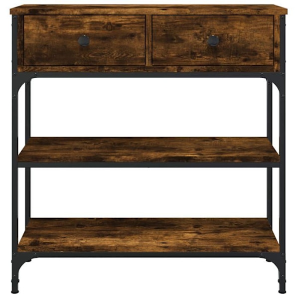 Praktisk konsolbord med hylder og skuffer til en organiseret entré 72,5 x 25 x 75 cm brunt ingeniørtræ og kastanj