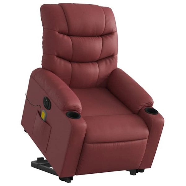 Avslappningsfåtölj med massagerfunktion och justerbar lutning, elektrisk liftfunktion i röd bordeaux PVC DEC027840 Bordeaux