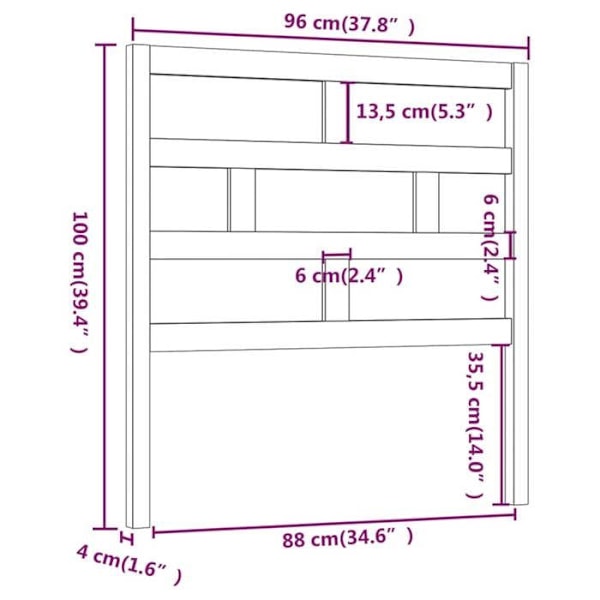 Hovedgærde - Fyrretræ - 96x4x100 cm - Sort - Moderne - Elegant design Svart