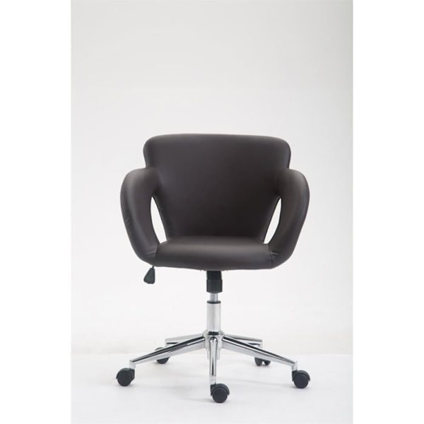Kontorstol - Décoshop26 - BUR10344 - Syntetisk brune - Højdejusterbar - Armlæn kastanj