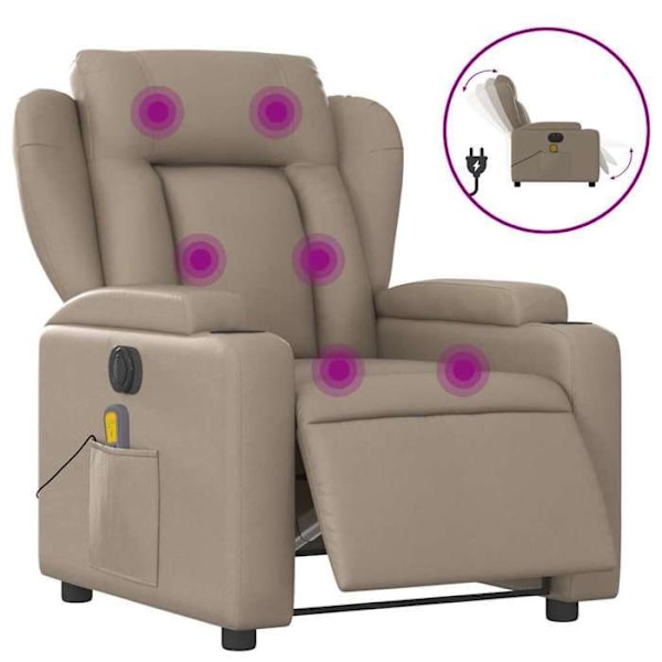 Relaxationsfåtölj TV med massagefunktion elektriskt justerbar i PVC cappuccino-färg DEC027132 Flerfärgad