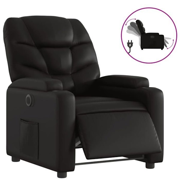 Fauteuil relax TV med elektrisk tilbagelægningsfunktion, meget komfortabel i sort PVC DEC028466 Svart