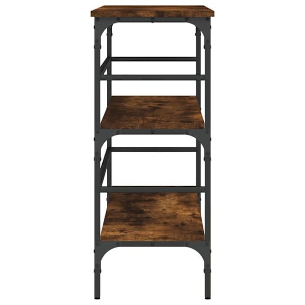 Konsolbord med hyllor för en organiserad hall 100 x 32 x 75 cm i brun ingenjörsträ och metall DEC031 kastanj