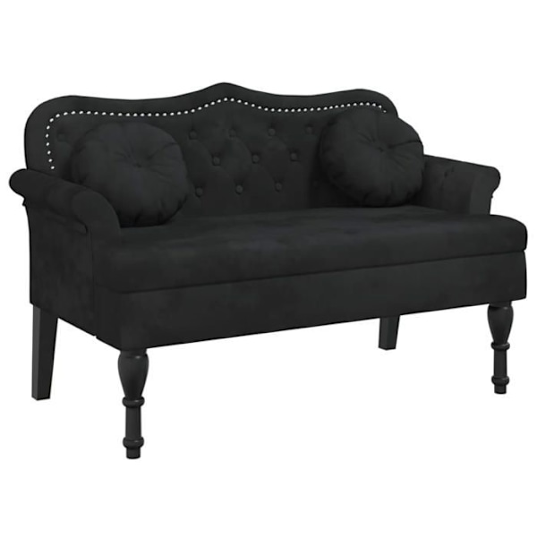 Bænk sofa med puder og rygpuder 120,5 x 65 x 75 cm sort velour polstret DEC024634 Svart
