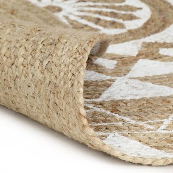 Matto - Juutti - 90 - Tulostettu valkoinen - Suorakaide - Sisätilat - Luonnollinen Vit