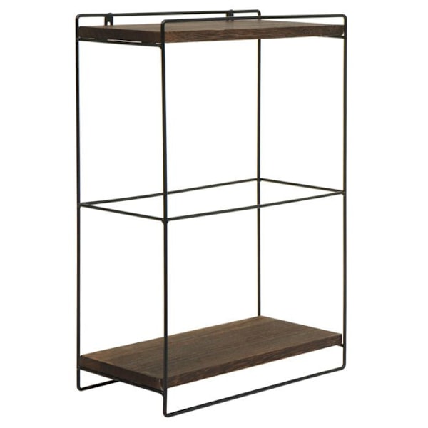 Væghængt køkkenhylde i industrielt design 2 hylder 50x35x17 cm i mørkebrun træ og metal 04_0008670 kastanj