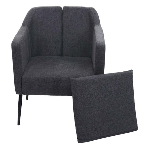 Lounge stol, afslapningsstol med afrundede hjørner og kanter i mørkegrå tekstil 04_0003162 Grå