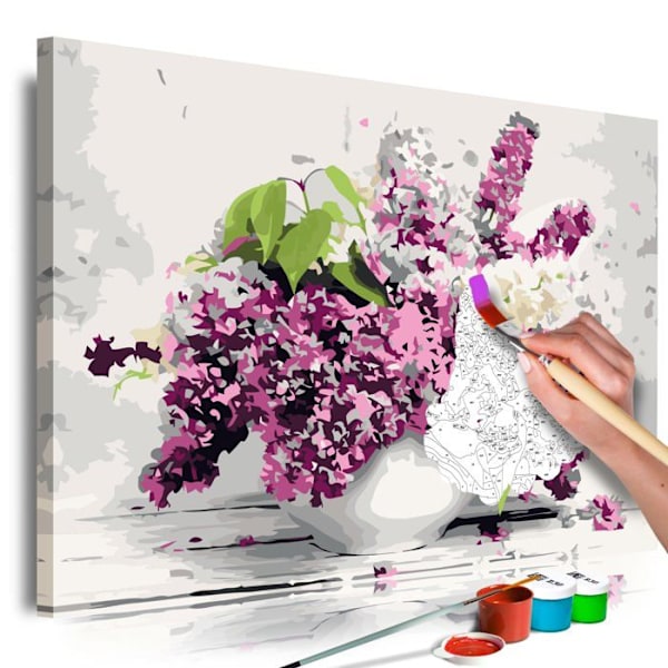 Kuvataulu itse maalaamiseen numerosarjan mukaan aiheena maljakko ja kukat 60 x 40