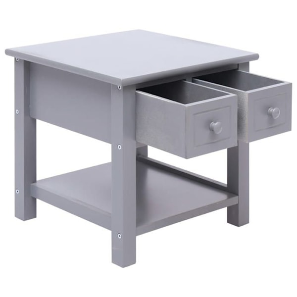 Sidebar-table til sofa med skuffer 40 x 40 x 40 cm paulownia træ grå DEC032440 kastanj