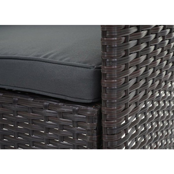 Polyrotin havegryder til have, balkon, terrasse, sofa, bænk, bord, stole, brun, mørkegrå puder
