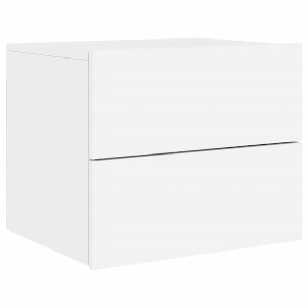 Væghængt natbord med LED-lys og skuffer 50 x 39 x 41 cm i hvidt ingeniørtræ DEC034169 Vit