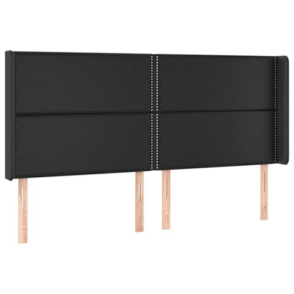 Hovedgærde til seng, soveværelse, møbel med sidekant 203 x 16 x 118/128 cm, syntetisk sort TDL0204501 Svart