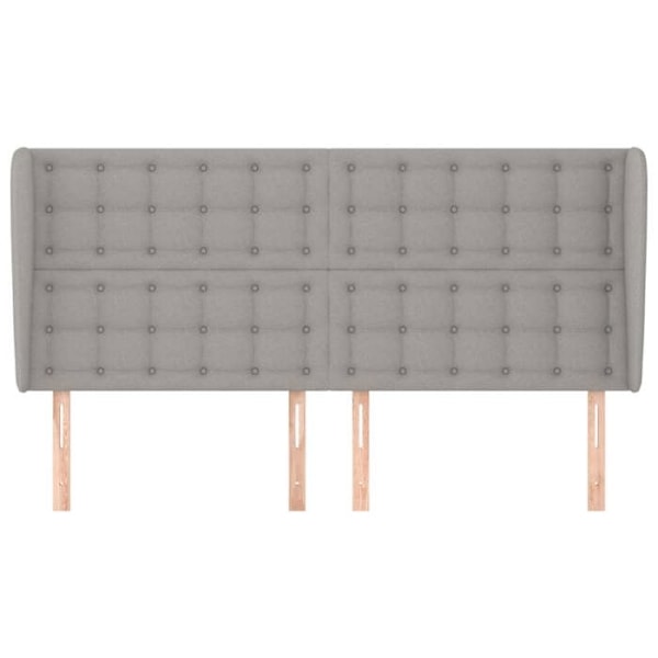 Hovedgærdet til seng med sidemusser til soveværelse møbel 203 x 23 x 118/128 cm lys grå stof TDL0205169 Grå