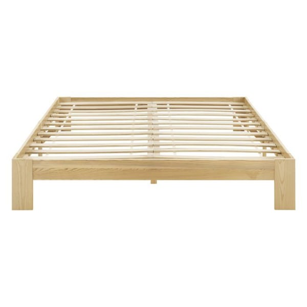 Dubbel sängdesign enkel ram med lakan i furu och trä 140 av 200 naturligt trä