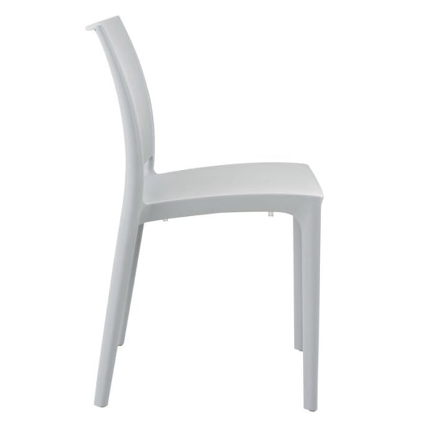 Grå havestol i simpel design, stabelbar