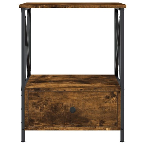 Sæt af 2 natborde med skuffe og hylde 50 x 41 x 65 cm i brunt ingeniørtræ og jern DEC035147 kastanj