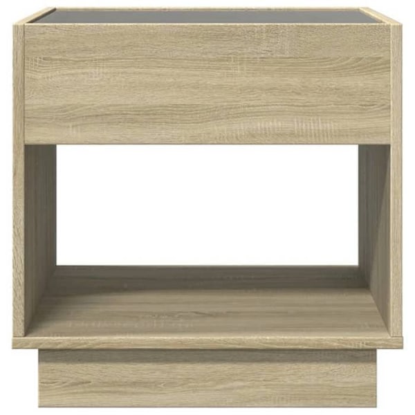 Natskab med LED-spejl og åbent rum 50 x 50 x 50 cm ingeniørtræ i egetræ glas DEC033149 kastanj