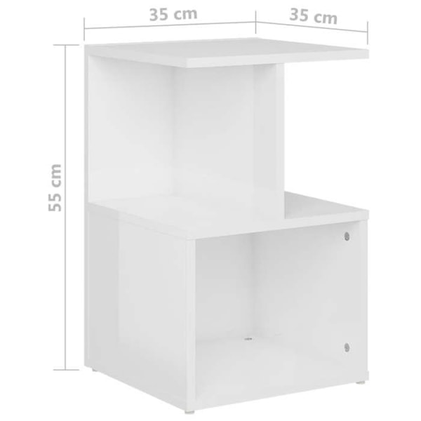 Natteskab med hylder 35 x 35 x 55 cm hvid glansingeniørtræ DEC033438 Vit