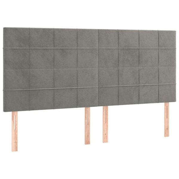 Hovedgavl til seng, soveværelse, møbel i 4 dele, 100 x 5 x 78/88, lys grå velour.