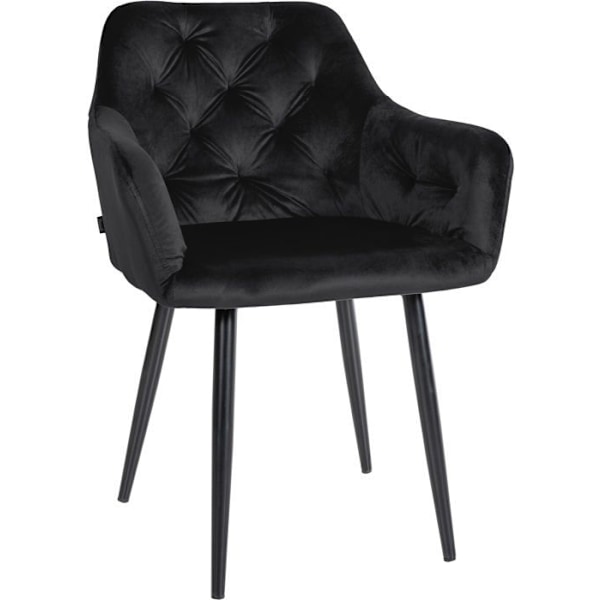Set med 2 moderna, designade middagsstolar med vadderad sits i svart sammet 10_0001632 Svart