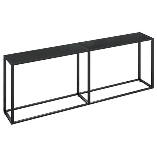 Bordkonsolbord 220 x 35 x 75,5 cm hærdet glas og sort stål DEC032138 Svart