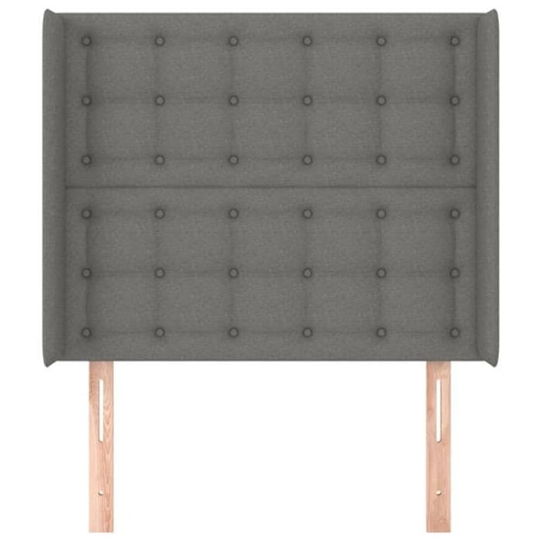 Sänggavel tillbehör sovrum möbel med sidokant 83 x 16 x 118/128 cm mörkgrå tyg TDL0204911 Grå