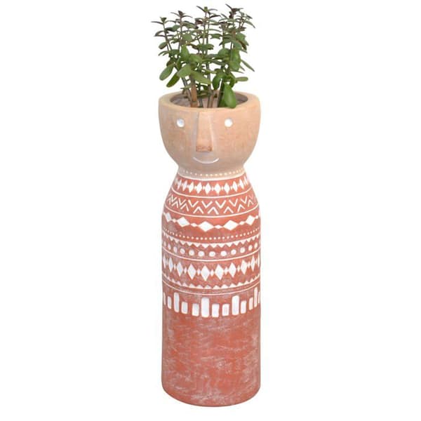 Stöd för växter i polyresin med ansikte - Terracotta dekorer DEC050063 Guld